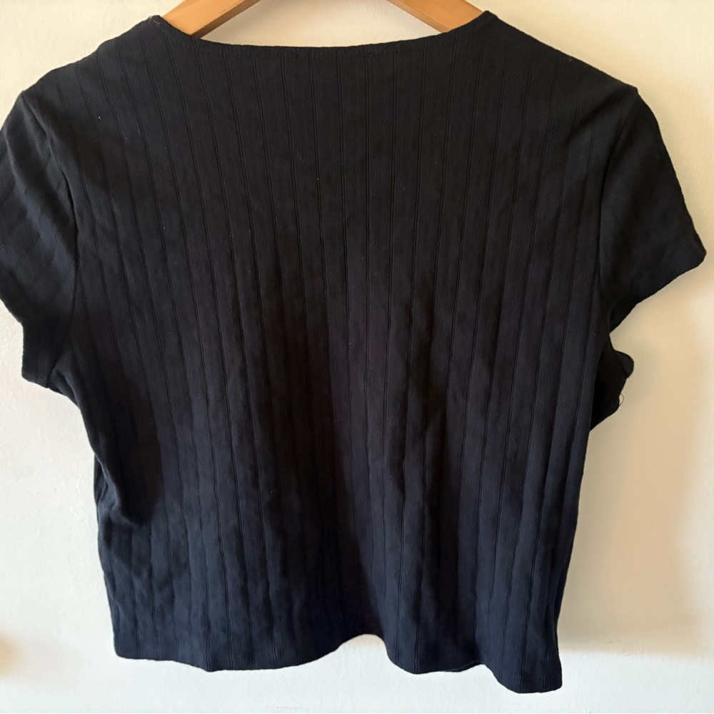 Reformation Black Ribbed Crop Top - Picture 3 of 4